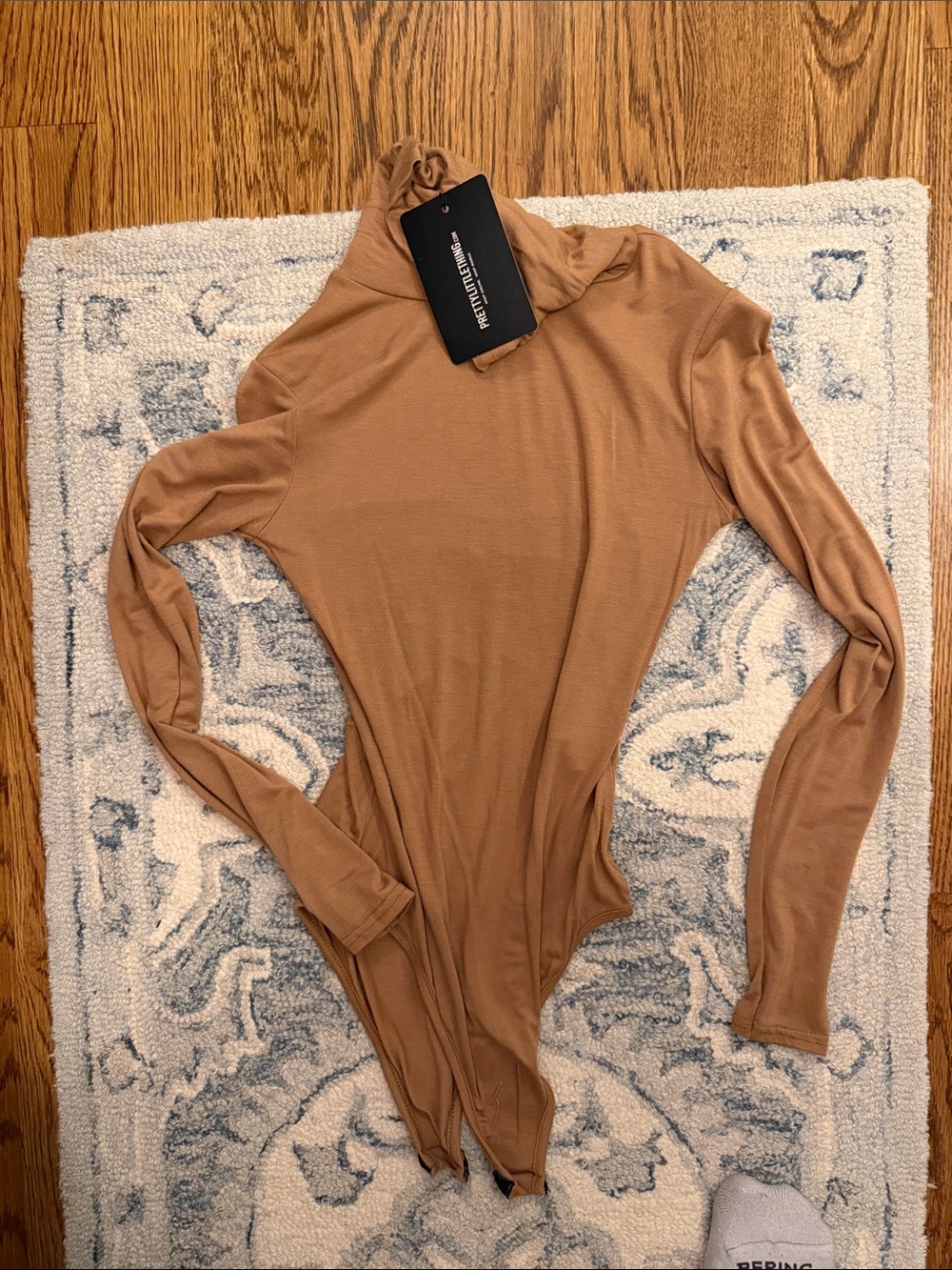 PrettyLittleThing Camel Long Sleeve Bodysuit